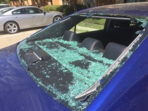 This is just one of many cars around Plano damaged by Wednesday night's hail storm.