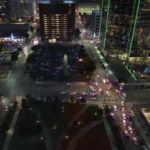Image was taken in downtown Dallas, after a shooting occurred at a protest. Kent Giles captured the image and told CNN the following, "I heard multiple shots being fired. Probably more than 20 rounds. This is the intersection of main and griffin looking towards the west."