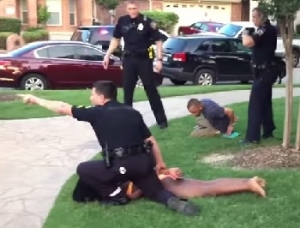 Then-McKinney Police Officer Eric Casebolt seen on cell phone video pinning a black teen to the ground after a pool party in June.