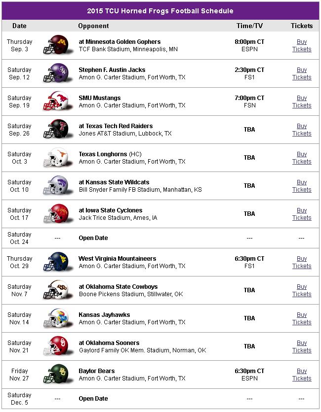 TCU schedule