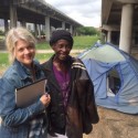 She Goes Tent to Tent in Tent City